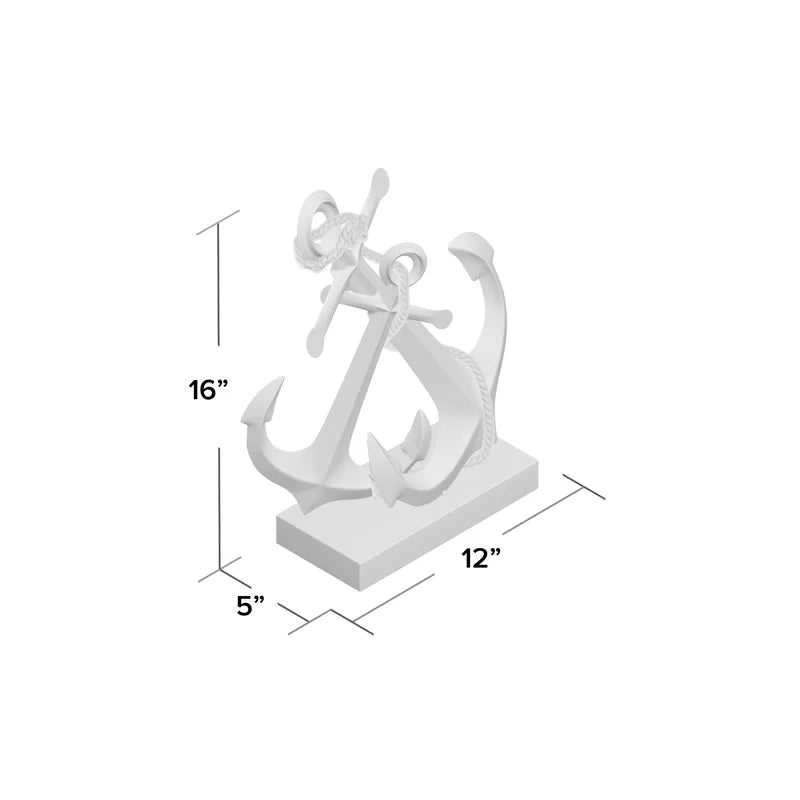 Metal Anchor Decorative Sculpture with Jute Rope Accents