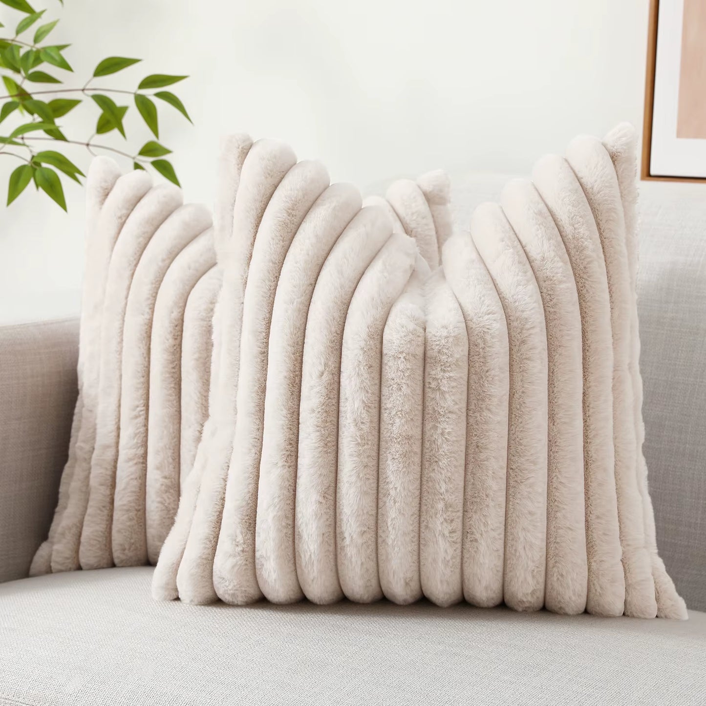 Plush Pillow Cover 50X50Cm Soft Fluffy Striped Cushion Cover 40X40 Luxury Pillowcase Home Decorative Pillow Case for Sofa