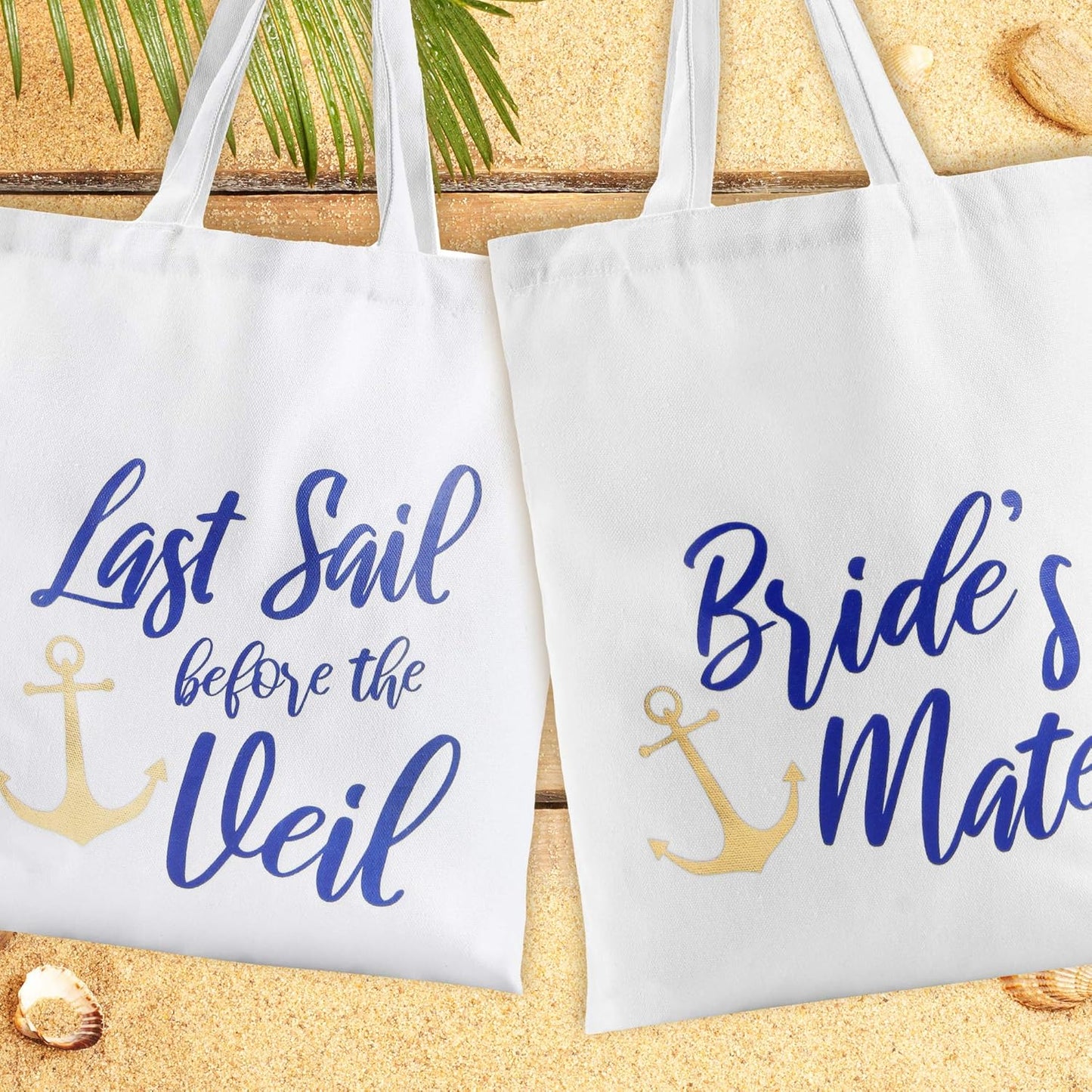 Nautical Bachelorette Party Canvas Bags | 12 Pack | Last Sail before the Veil Bachelorette Party Supplies | Nautical Bachelorette Party Decorations
