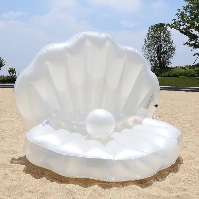Giant Inflatable Toys Seashell with Pearl Ball Swimming Pool Float Inflatable Toys Chair Bed Outdoor Summer Beach Party Mattress