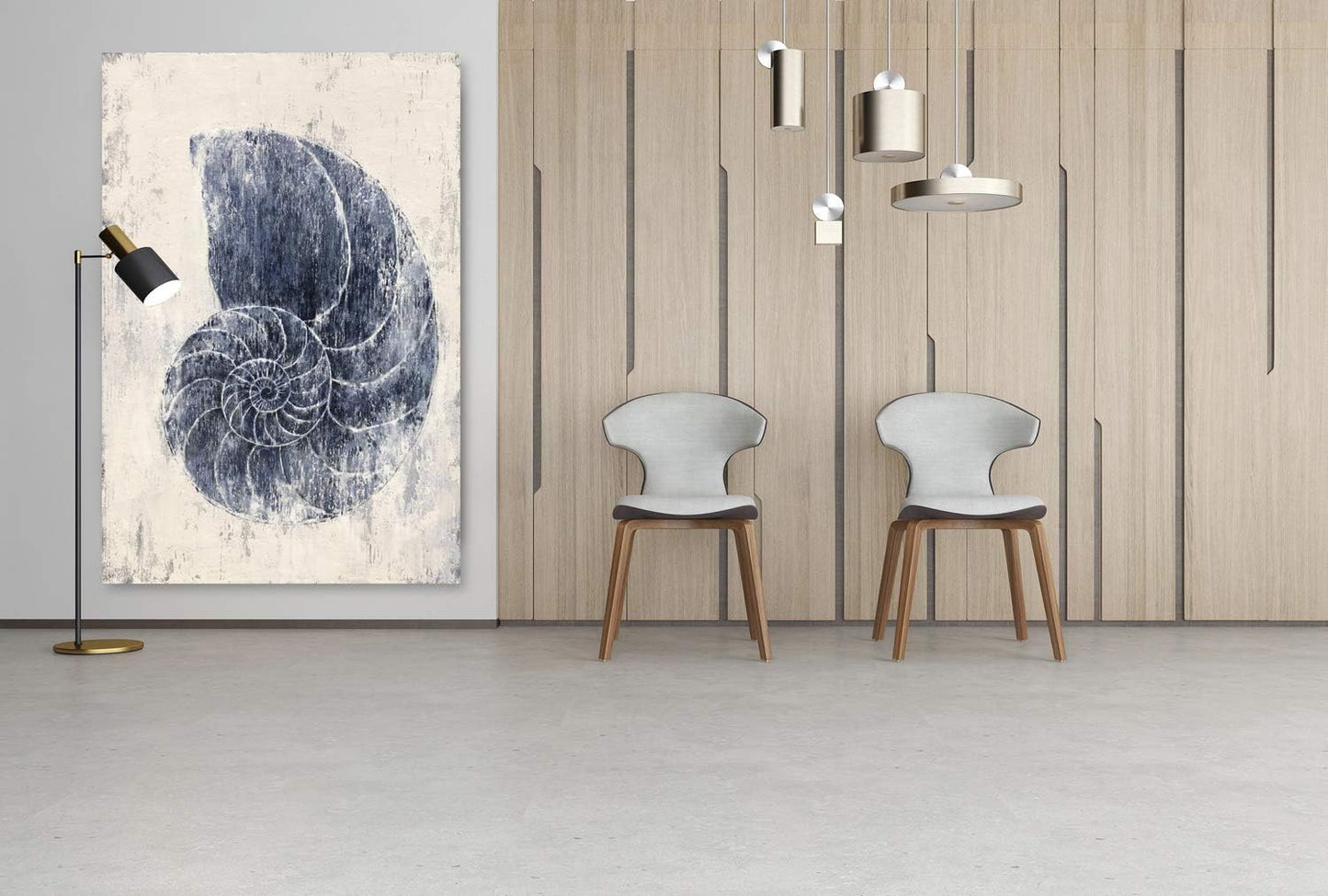 Coastal Wall Art for Living Room Hand Painted Blue and White Conch Oil Painting Pictures Home Decoration