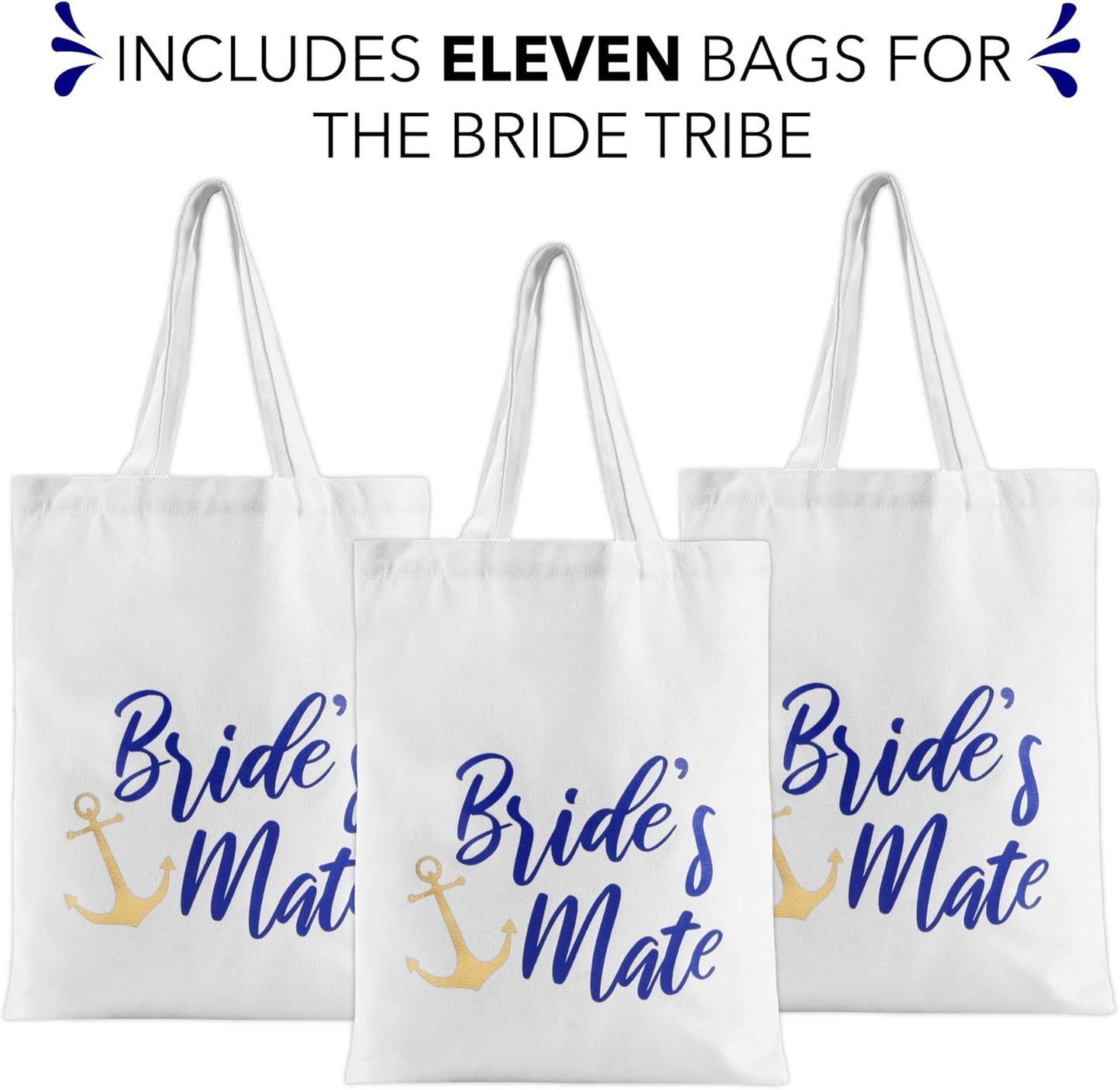 Nautical Bachelorette Party Canvas Bags | 12 Pack | Last Sail before the Veil Bachelorette Party Supplies | Nautical Bachelorette Party Decorations