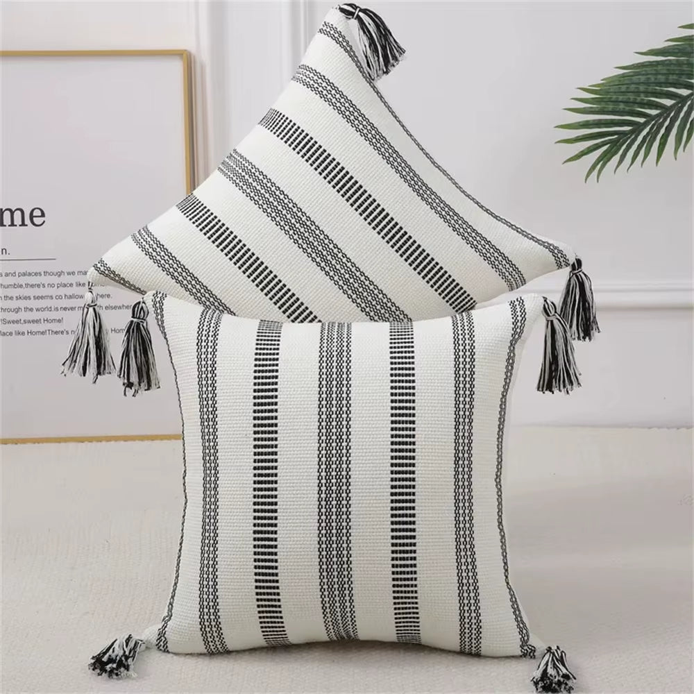 Kitinjoy Cotton Pillow Cover 45X45Cm Striped Cushion Cover Decor Pillowcase for Sofa Car Home Luxury Throw Pillow Case 50X50