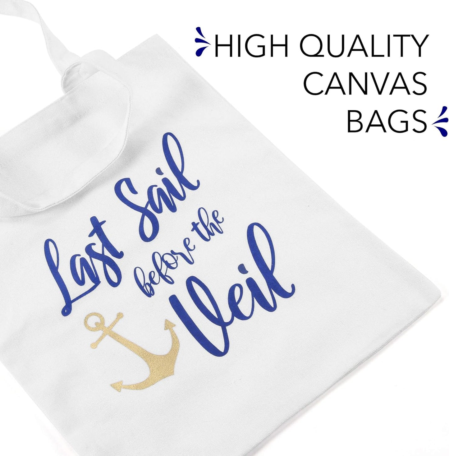 Nautical Bachelorette Party Canvas Bags | 12 Pack | Last Sail before the Veil Bachelorette Party Supplies | Nautical Bachelorette Party Decorations