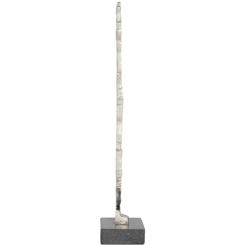 Somerford Aluminum Metal Coral Silver Decorative Sculpture with Marble Base