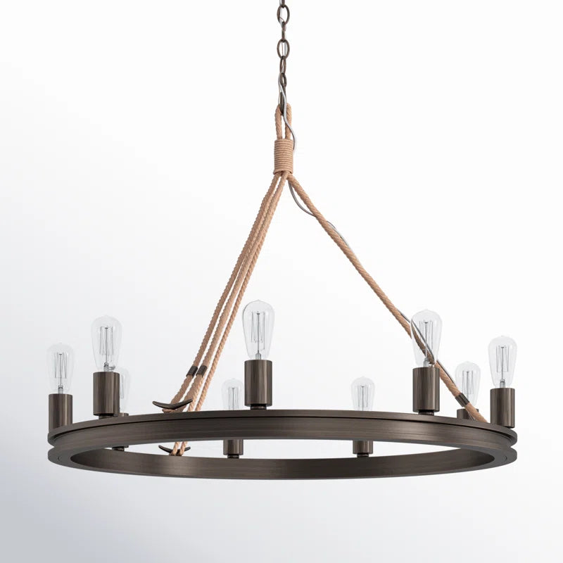 Laufer 9 - Light Dimmable Wagon Wheel Chandelier