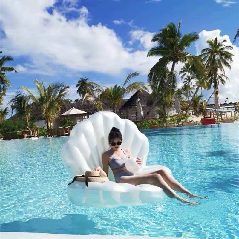 Giant Inflatable Toys Seashell with Pearl Ball Swimming Pool Float Inflatable Toys Chair Bed Outdoor Summer Beach Party Mattress