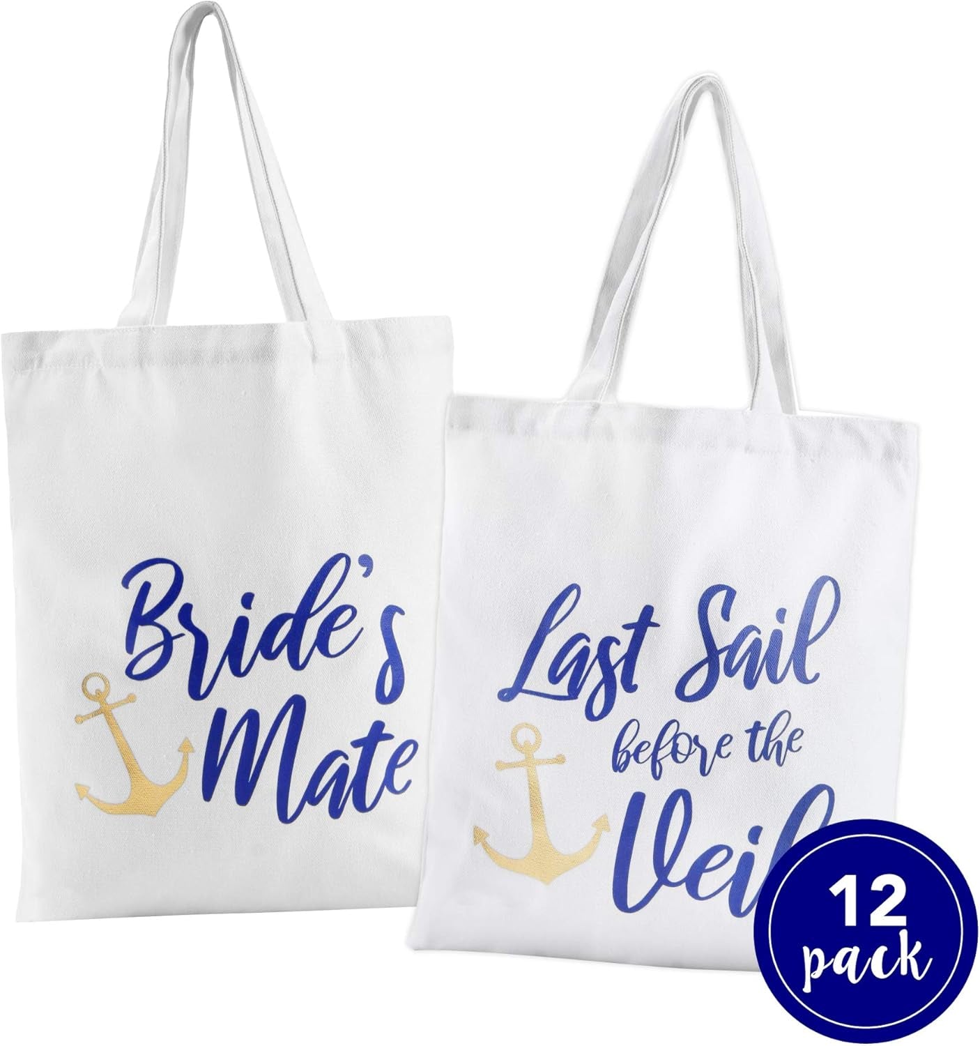 Nautical Bachelorette Party Canvas Bags | 12 Pack | Last Sail before the Veil Bachelorette Party Supplies | Nautical Bachelorette Party Decorations