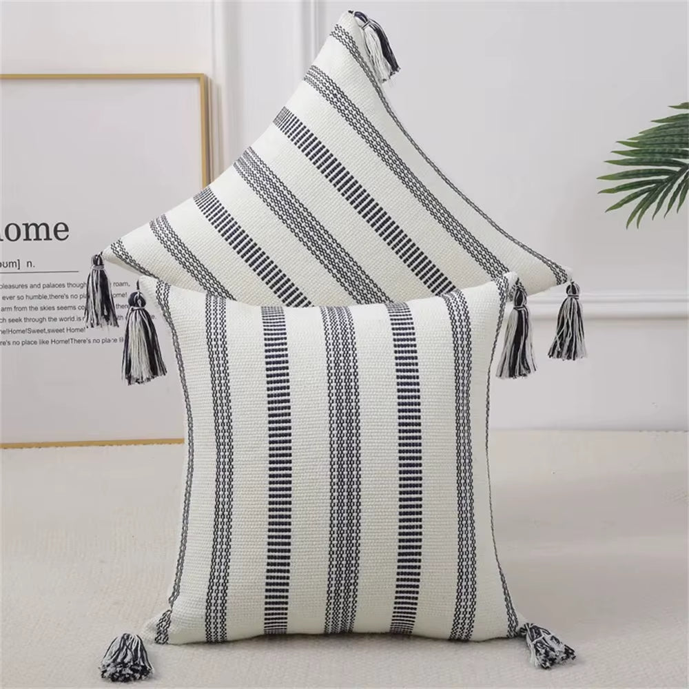 Kitinjoy Cotton Pillow Cover 45X45Cm Striped Cushion Cover Decor Pillowcase for Sofa Car Home Luxury Throw Pillow Case 50X50
