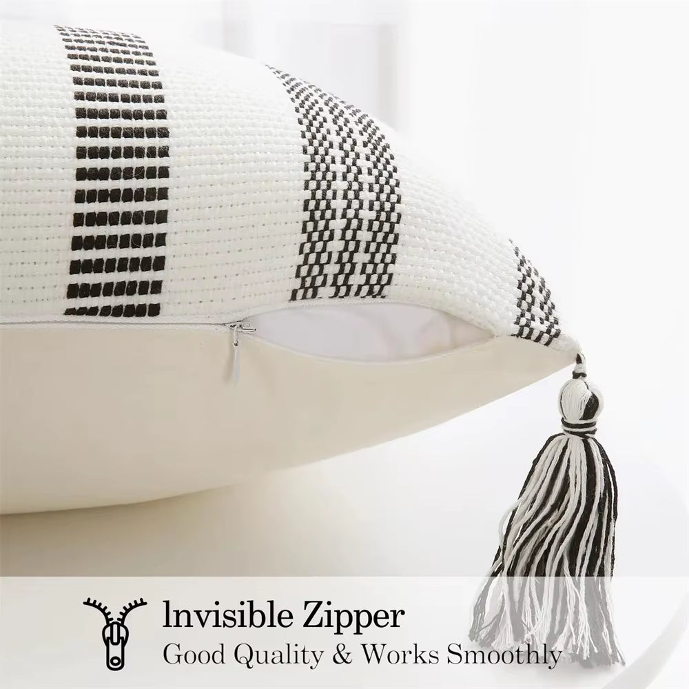 Kitinjoy Cotton Pillow Cover 45X45Cm Striped Cushion Cover Decor Pillowcase for Sofa Car Home Luxury Throw Pillow Case 50X50