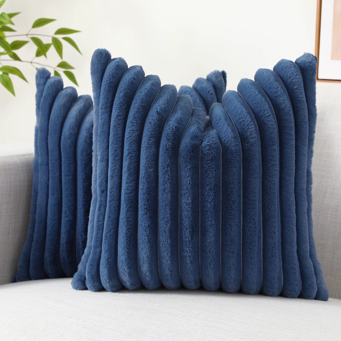 Plush Pillow Cover 50X50Cm Soft Fluffy Striped Cushion Cover 40X40 Luxury Pillowcase Home Decorative Pillow Case for Sofa