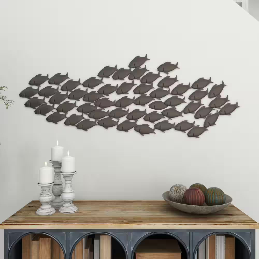 53 In. X 20 In. Metal Dark Brown Fish Wall Decor