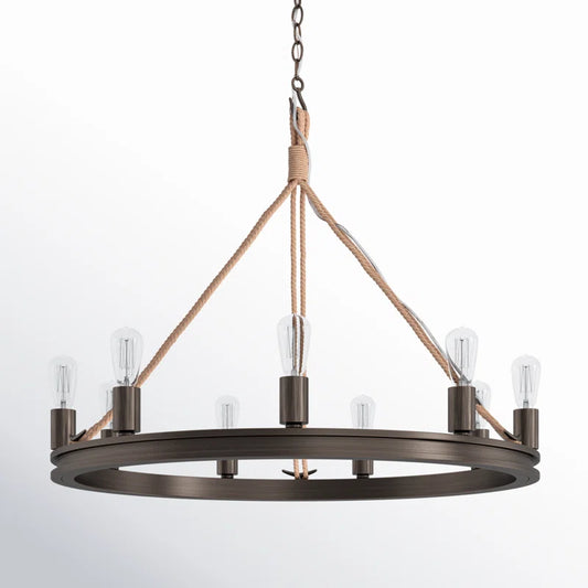 Laufer 9 - Light Dimmable Wagon Wheel Chandelier