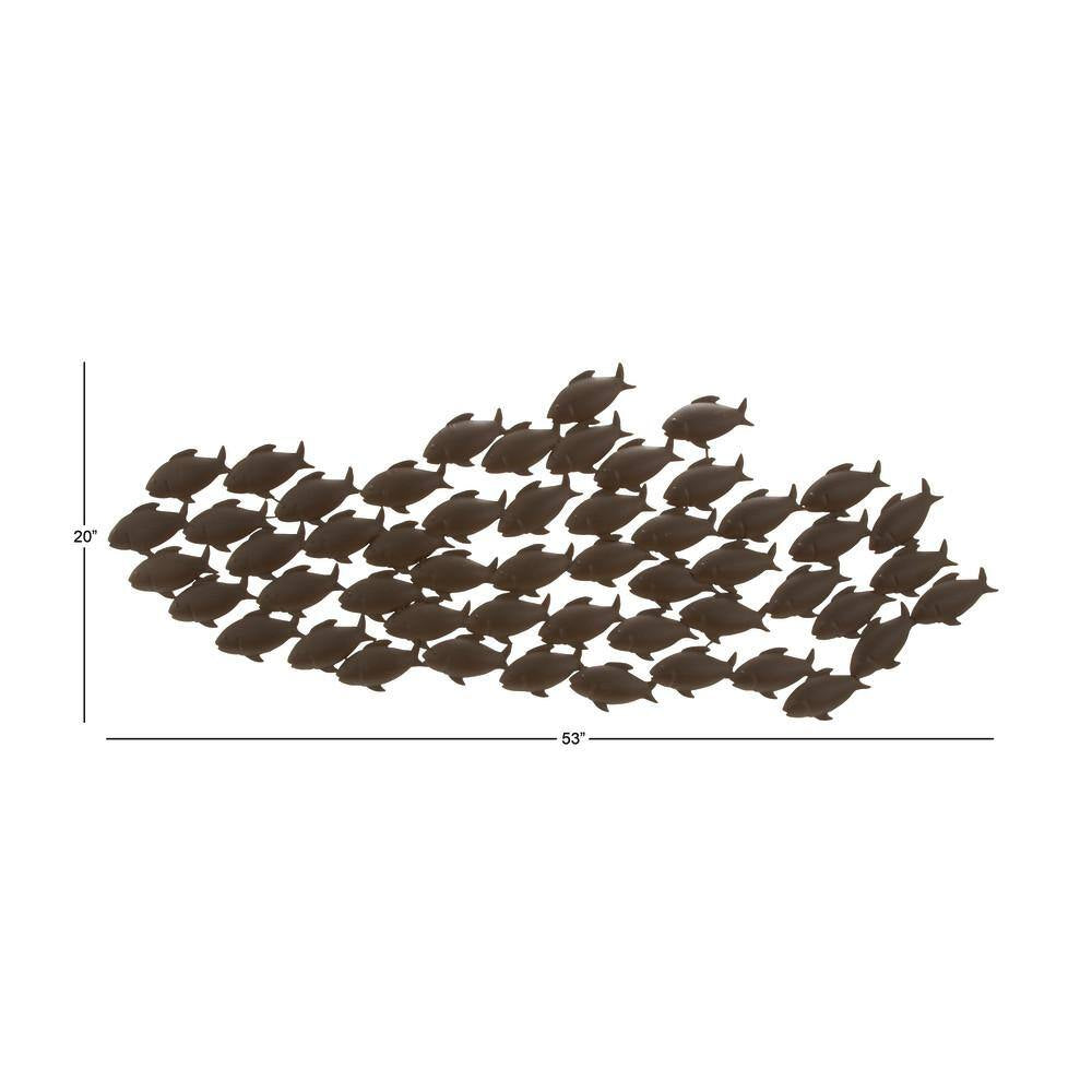 53 In. X 20 In. Metal Dark Brown Fish Wall Decor