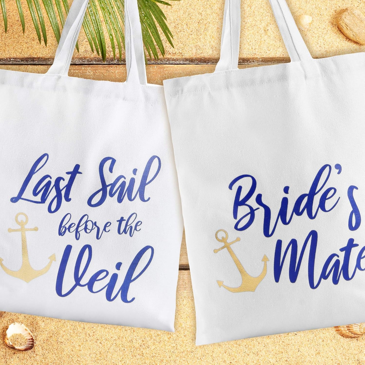 Nautical Bachelorette Party Canvas Bags | 12 Pack | Last Sail before the Veil Bachelorette Party Supplies | Nautical Bachelorette Party Decorations