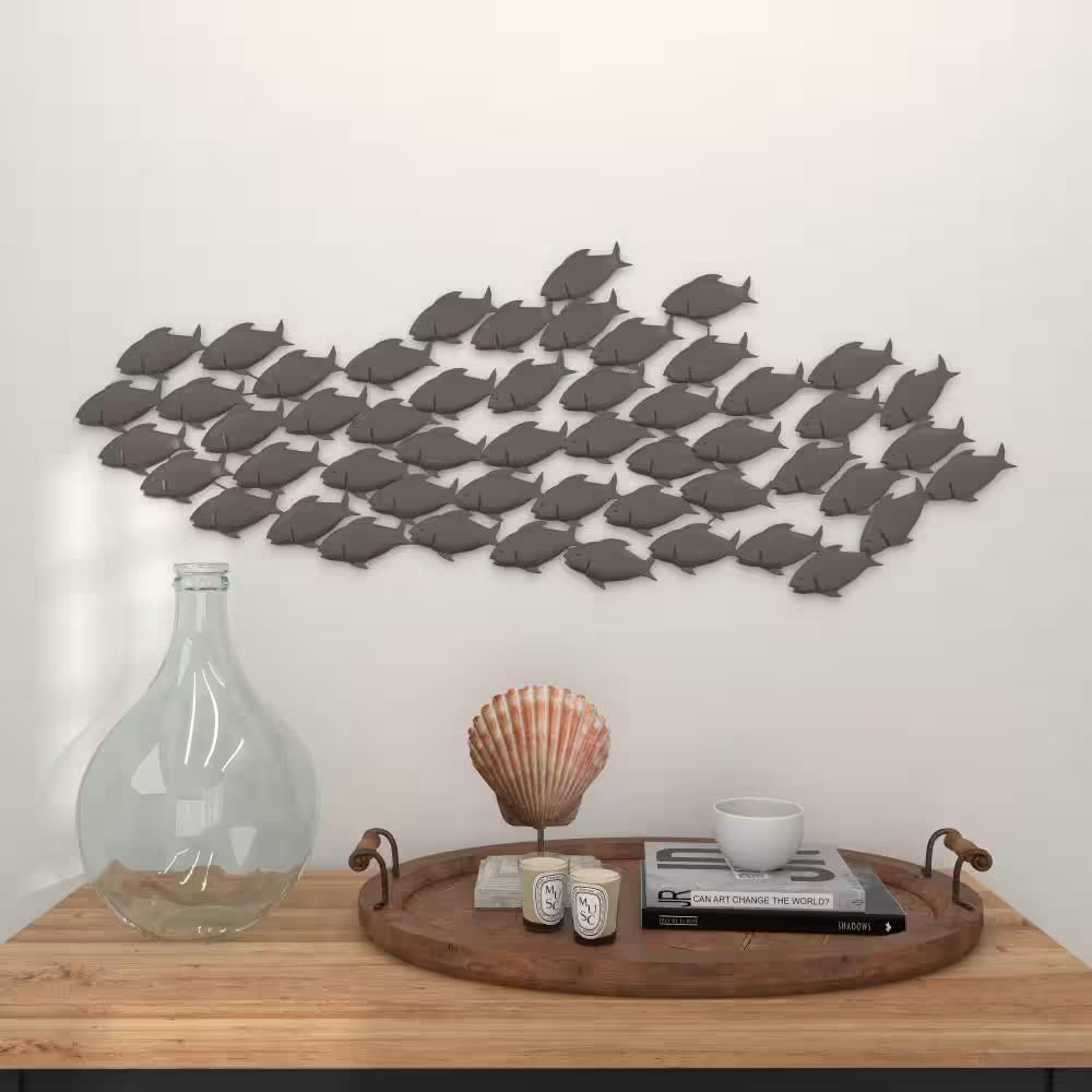 53 In. X 20 In. Metal Dark Brown Fish Wall Decor