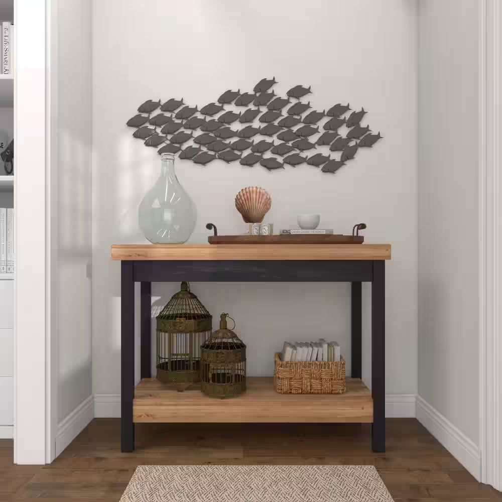 53 In. X 20 In. Metal Dark Brown Fish Wall Decor