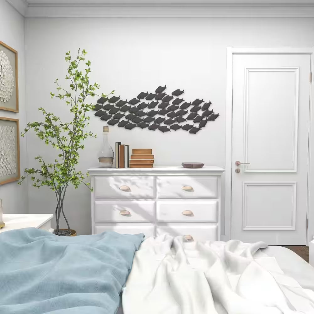 53 In. X 20 In. Metal Dark Brown Fish Wall Decor