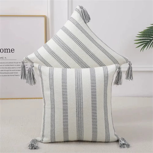 Kitinjoy Cotton Pillow Cover 45X45Cm Striped Cushion Cover Decor Pillowcase for Sofa Car Home Luxury Throw Pillow Case 50X50